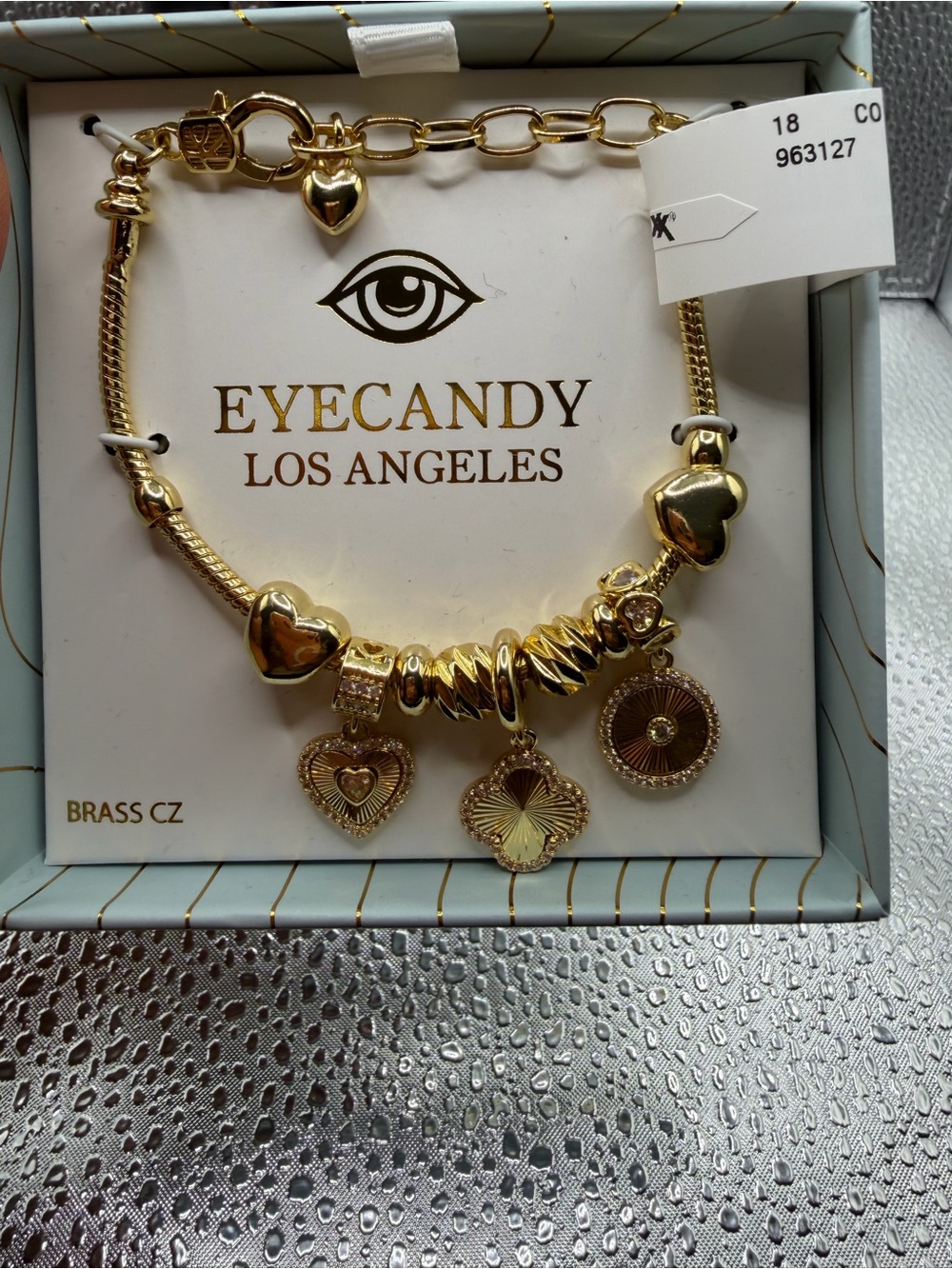 Gold Heart Charm Bracelet